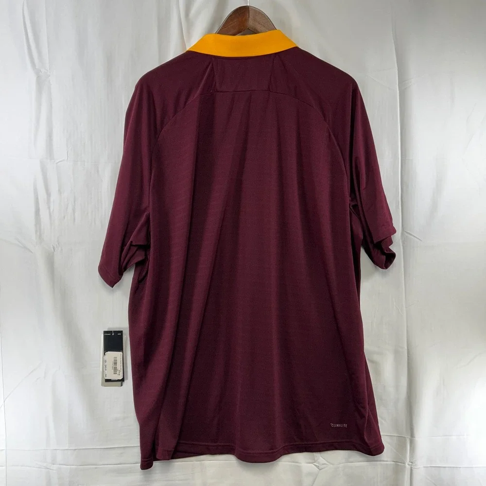 Adidas Arizona State Sun Devils Coaches Polo Mens 2XL Maroon Climalite Pitchfork